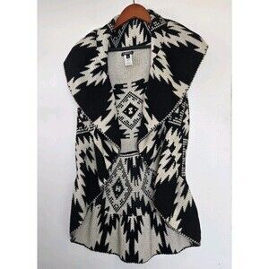 Hannah Sweater Womens L Black Aztec Western Poncho Black Boho‎ Tribal Native